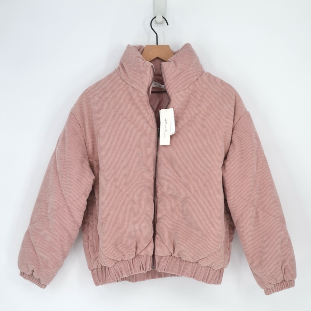 NEW All In Favor Quilted Corduroy Bomber Jacket in Dusty Pink Women's S